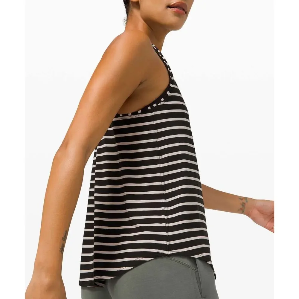 Lululemon Love Tank *Pleated Yachtie Stripe Black Chrome - Size: 4